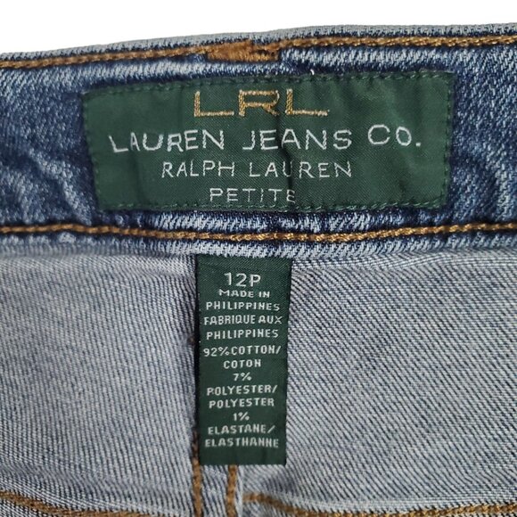 LRL Ralph Lauren Womens Size 12P Jeans 12 Petite Classic Straight Denim Stretch - Picture 3 of 10